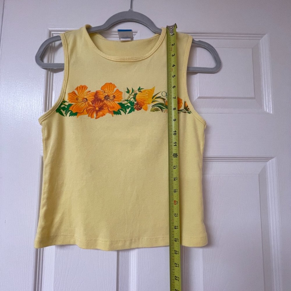 Vintage OP Women's Large Crop Tank / Jammy Top - Yellow, Beach - Picture 9 of 10